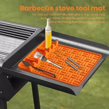 Большой силиконовый коврик для инструментов для гриля, термостойкий, безопасный для микроволновой печи, анти-ожогов, не содержит BPA, пищевой коврик для выпечки серый