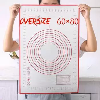 Большой силиконовый коврик для выпечки, раскаточный коврик для замешивания теста с весами, кухонный коврик для теста для пиццы, антипригарный коврик, кухонные принадлежности HMKH YSXX 60x80cm красный