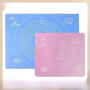 Большой силиконовый коврик для замешивания теста 50x40 см для пельменей, пасты и выпечки - толстый, прочный, нескользящая поверхность 26*29cm Blue Mat ~1mm