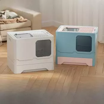 Большой складной лоток для кошачьего туалета с верхним входом Folding type (45*35*38cm) белый