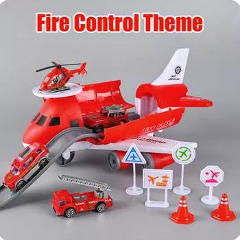 Большой собранный инженерный самолет, грузовой автомобиль, игровой набор, многофункциональная развивающая модель игрушки с 4 шт., маленькие игрушечные машинки из сплава Police style
