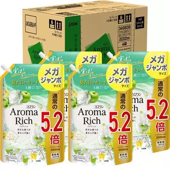 Большой Soflan Aroma Rich Soflan Aroma Rich Ellie Bouquet Aroma Кондиционер для белья Сменный блок Mega Jumbo 2000 мл x 4 комплекта [Оптовая закупка, емкость] (натуральный зелёный