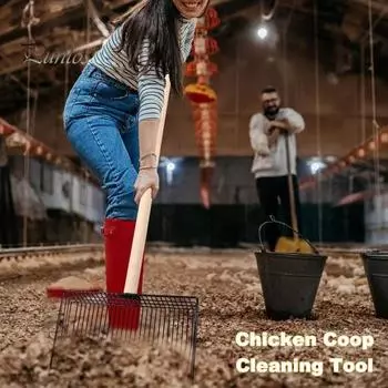 Большой совок для куриного помета, лопата для чистки курятника из нержавеющей стали с деревянной ручкой, совок для мусора 3 в 1, аксессуары для курятника