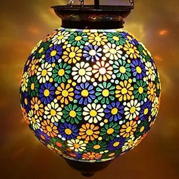 Большой стеклянный подвесной светильник в форме цветка, сферическое украшение для дома, турецкий домашний декор