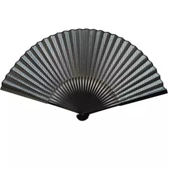 большой суконный веер Oyakuro черный серебряный, веер, лакированный, окрашенный, серебряный