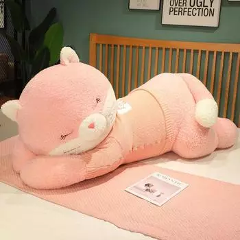 Большой Свитер Кот Плюшевая Игрушка Кукла Милый Лежащий Кот Большая Подушка Для Броска Девочка Кровать Спящая Щипковая Кукла 80cm