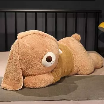 Большой свитер кролик плюшевая игрушка милый лежащий кролик большая декоративная подушка для девочки кровать спящая держащаяся кукла подарок 80cm коричневый