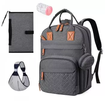 Большой термо USB Baby Travel [LIWEGHT] Рюкзак для мамы, Вместимость, Сумка для мамы, Сумка для мамы, Рюкзак, Водонепроницаемый, Легкий, Карманный, Унисекс, темно-серого