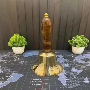 Большой тяжелый массивный латунный громкий колокольчик для свадьбы, Рождества, школы 25,4 см, полированная латунь