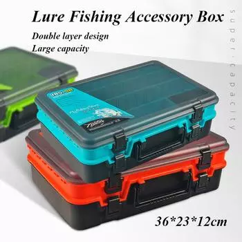 Большой утолщенный ящик для рыболовных снастей, высокопрочный двухслойный многофункциональный органайзер, крючки для катушек, ящик для хранения инструментов для приманок