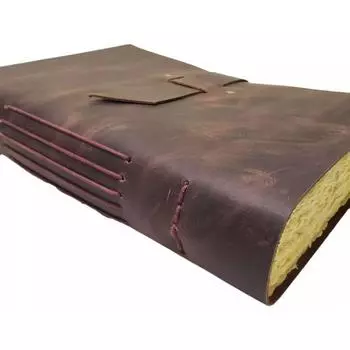 БОЛЬШОЙ винтажный кожаный журнал, дневник, блокнот для рисования, тетрадь в деревенском стиле Старого Света 9 x 12 in коричневый