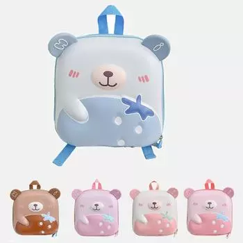 Большой вместительный детский рюкзак с милым мультяшным медведем для детского сада 26*11*27cm роза розовый