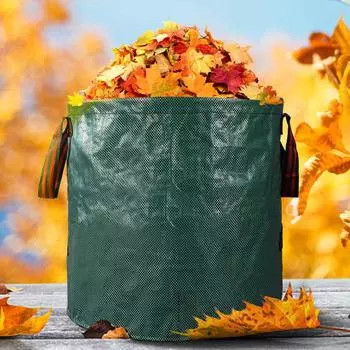 Большой вместительный мешок для садовых отходов с крышкой, складной водонепроницаемый контейнер для мусора из листьев и сорняков, многофункциональные сумки для хранения 120L