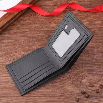 Большой вместительный мужской складной кошелек, многопозиционный мужской короткий кошелек из искусственной кожи, мужской кошелек чёрный