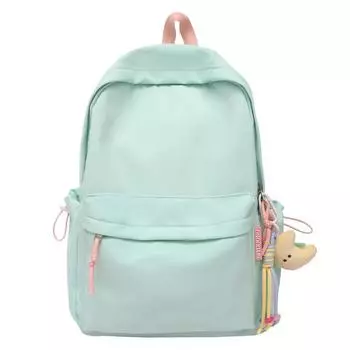 Большой вместительный однотонный рюкзак для школьников средних классов зелёный