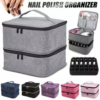Большой вместительный органайзер для лака для ногтей, чехол для переноски, двухслойная лампа для сушки ногтей, кисть для дизайна ногтей, дрель для ногтей, коробка-органайзер для лака для ногтей серый