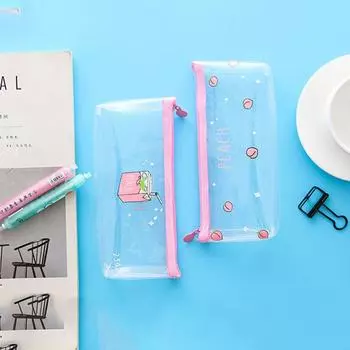 Большой вместительный пенал для хранения канцелярских принадлежностей, прозрачная сумка для карандашей, школьные принадлежности style 3