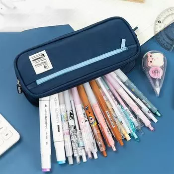 Большой вместительный пенал, канцелярские принадлежности, милый подарок для мальчиков и девочек, сумка для ручек, пеналы для хранения, школьные и офисные принадлежности темно-синий