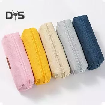 Большой вместительный пенал с застежкой-молнией, однотонный чехол для ручек, держатель для ручек и ластиков, сумка для хранения канцелярских принадлежностей для офиса и дома темно-синий