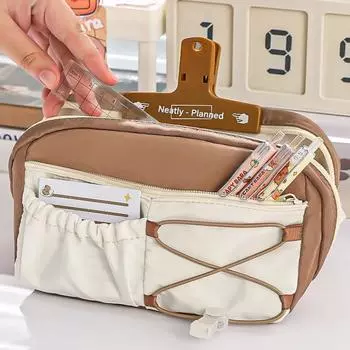 Большой вместительный пенал, симпатичная нишевая минималистская канцелярская коробка, школьная сумка для хранения канцелярских принадлежностей, холщовый пенал фиолетовый