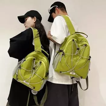 Большой вместительный рюкзак для отдыха на природе, легкая дорожная сумка, однотонная школьная сумка для школьников Small зелёный