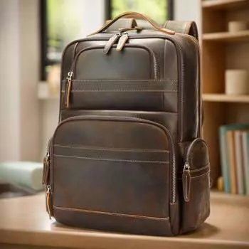 Большой вместительный рюкзак из натуральной кожи, ретро-рюкзак для мужчин из коровьей кожи для компьютера