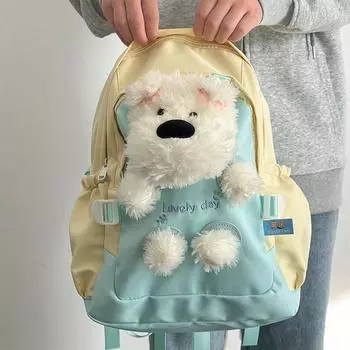 Большой вместительный рюкзак с милым плюшевым медведем, трехмерный рюкзак с изображением собаки West Highland, школьная сумка для колледжа 45cm