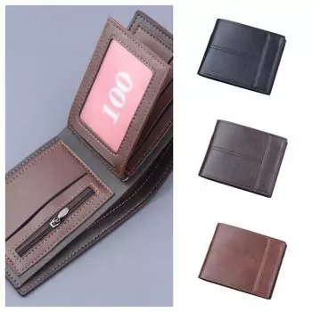 Большой вместительный складной кошелек тонкий кошелек из искусственной кожи портативный мужской короткий кошелек для отдыха на открытом воздухе чёрный