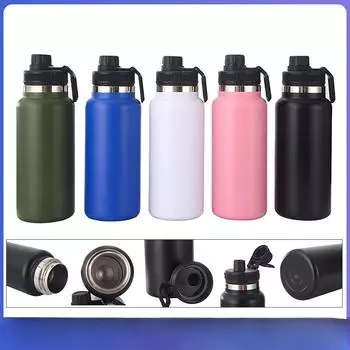 Большой вместительный спортивный чайник для использования на открытом воздухе, термос из нержавеющей стали, чашка для питья, фитнес-стакан для воды 32OZ