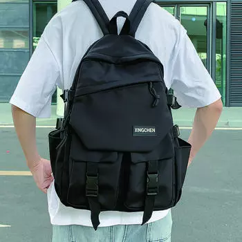 Большой вместительный женский нейлоновый рюкзак для милых девочек, однотонная школьная сумка, многофункциональный дорожный рюкзак, новый противоугонный рюкзак Mochila чёрный