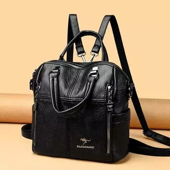 Большой вместительный женский рюкзак, модный, повседневный, простой, ретро, одно плечо, косой, с перекрестной сумкой чёрный