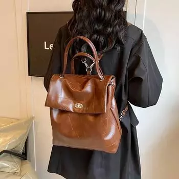 Большой вместительный женский рюкзак ретро ПУ сумка повседневный дорожный продвинутый смысл