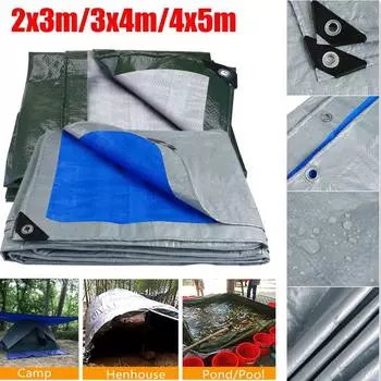 Большой водонепроницаемый брезент, толстый брезент, идеально подходит для палаток, лодок, автофургонов, бассейнов, многоцелевой защиты для использования в помещении и на открытом воздухе 2x3M зелёный