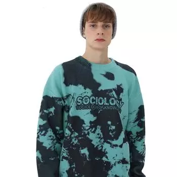 Большой вязаный свитер-пуловер с надписью «Парные буквы» L