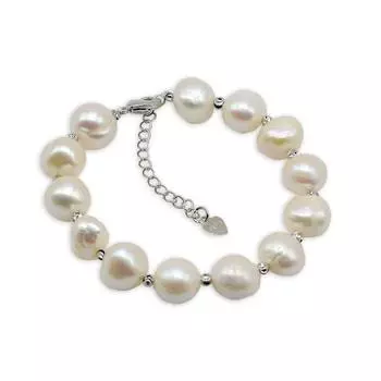 Большой жемчужный браслет, белый нерегулярный жемчуг в стиле барокко, регулируемый серебряный браслет, натуральный жемчуг, золотой браслет, женские модные украшения серебряный