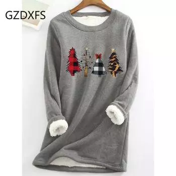 Большой женский осенне-зимний новый плюшевый теплый низ, рождественский свитер средней длины S синий