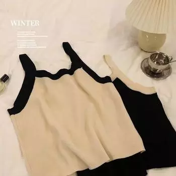 Большой жилет-бретелька для женщин, свободная внутренняя одежда с нижней частью без рукавов, универсальная рубашка весна/лето L(40-60kg) бежевый