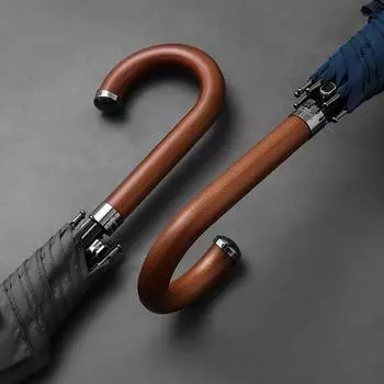 Большой зонт для мужчин, деловой деревянный зонт с длинной ручкой, ветрозащитный зонт для улицы, роскошный большой зонт Corporation серый