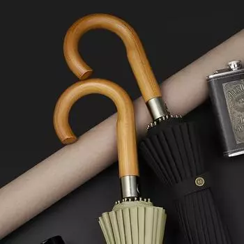 Большой зонт от дождя 24 К, мужской ветрозащитный деревянный зонт с длинной ручкой, деловой зонт для мужчин, устойчивый большой зонт в японском стиле для улицы
