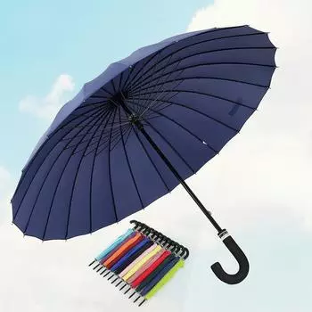 Большой зонт с 24 костями, зонт с прямой ручкой, увеличенный сплошной цвет, многоцветный ветрозащитный зонт, рекламный зонт, солнцезащитный зонт 58.5*24bone