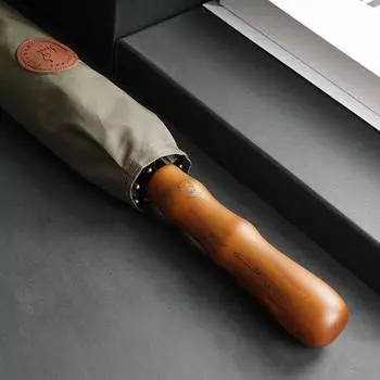 Большой зонт с длинной ручкой для мужчин, деревянная ручка, большой зонт от дождя для гольфа, ветрозащитный, прочный, 8 спиц, полуавтоматический, для использования на открытом воздухе серый