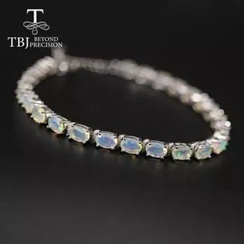 Bolai браслет из натурального опала овальной огранки 4*6 мм, ювелирные изделия из натуральных красочных драгоценных камней, серебро 925 пробы, для женщин, повседневная одежда 21.5cm белый