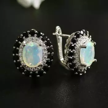 Bolai Light, роскошные разноцветные серьги с натуральным опалом, великолепные женские изысканные украшения, подарок на годовщину M серебряный