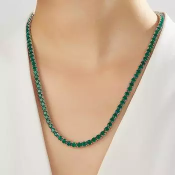 Bolaijewelry 2023 Новое ожерелье с натуральным зеленым агатом и драгоценным камнем, светлое, роскошное, модное, женское, изысканная, юбилейная, банкетная одежда 50CM зелёный