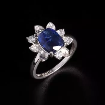 Bolaijewelry 925 Sterling Silver Natural Blue Kyanite Luxury Ring Fine Jewelry women party & Wedding & banquet gifts US RING SIZE:6# синий