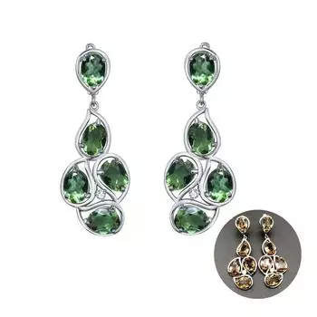 Bolaijewelry, большие серьги из зултанита, серебро 925 пробы, изменение цвета, овал, 6*8 мм, драгоценный камень, изысканные ювелирные украшения, лучший подарок для женщин на свадьбу зелёный/красный