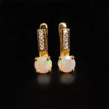 Bolaijewelry Красочные серьги с натуральным опалом, камень октября, из стерлингового серебра 925 пробы, ювелирные украшения, подарки на день рождения для женщин и девочек S жёлтый