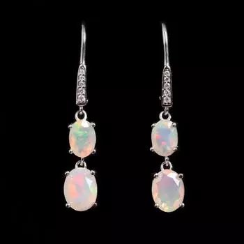 Bolaijewelry Красочные серьги с натуральным опалом, камень, родившийся в октябре, из стерлингового серебра 925 пробы, ювелирные украшения для женщин и девочек, подарки на день рождения M разноцветный