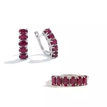 Bolaijewelry Драгоценный натуральный рубин 3*5 мм овальный дизайнерский шикарный застежка Серебряное кольцо Серьги комплект ювелирных изделий Роскошные украшения для женщин Леди Хороший подарок US RING SIZE:6# красный