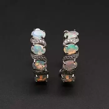 Bolaijewelry, хорошее качество серебряные серьги с застежкой из эфиопского опала овальной огранки 4*6 мм, 4-каратное серебро 925 пробы, изысканные ювелирные изделия для женщин, повседневная одежда белый
